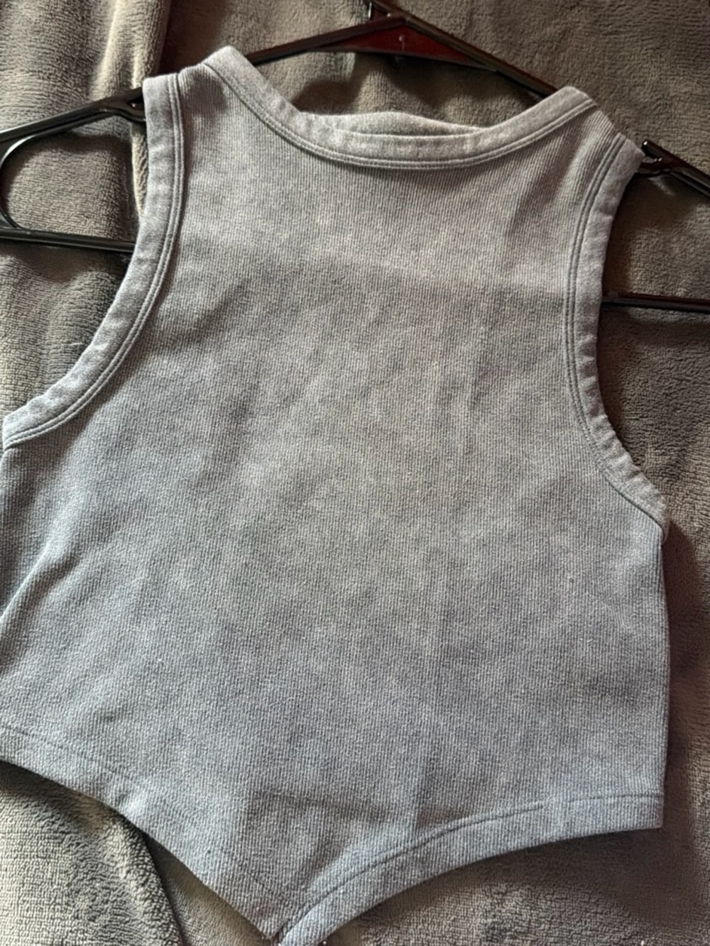 Gray Women's Ribbed Crop Tank Top